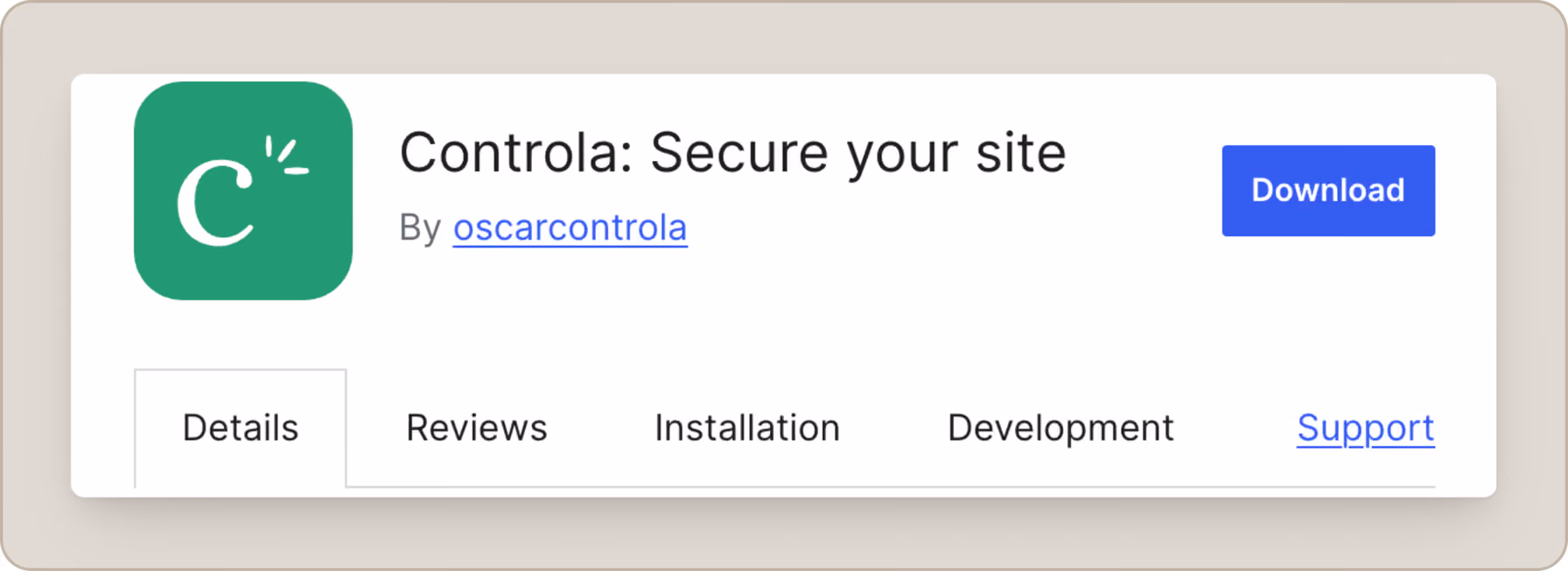Controlas tillägg i WordPress tilläggskatalog.